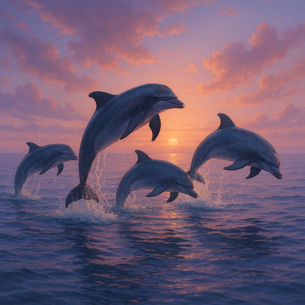 Dolphins in Twilight Dance